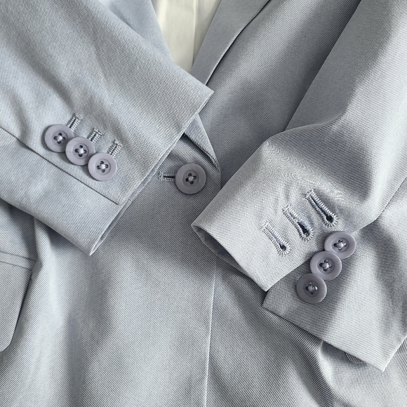 Joie NWT 🏷️ "Nian" Fitted Blue Chambray Oxford Cotton Blazer Pockets Jacket 4 - Picture 7 of 16